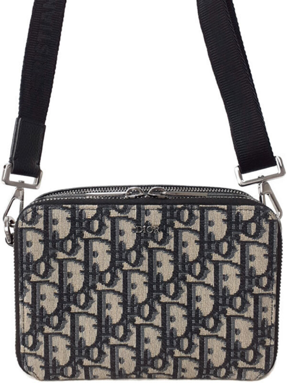 Christian Dior Oblique Jaquard Crossbody Bag Beige Cream Blue